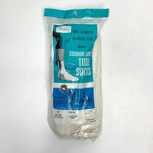 Vintage Sears Mid-Length Cushion Lined Tube Socks 3‎ Pack White 9.5 -14